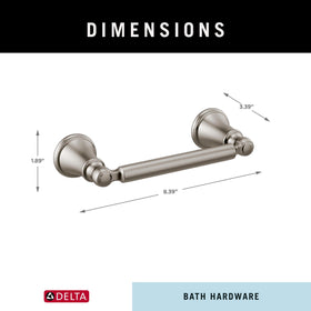 Delta Woodhurst wall-mount hardware keeps the bathroom neat and secure.