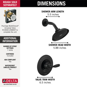 Delta Woodhurst full shower set matte black for a modern bath.