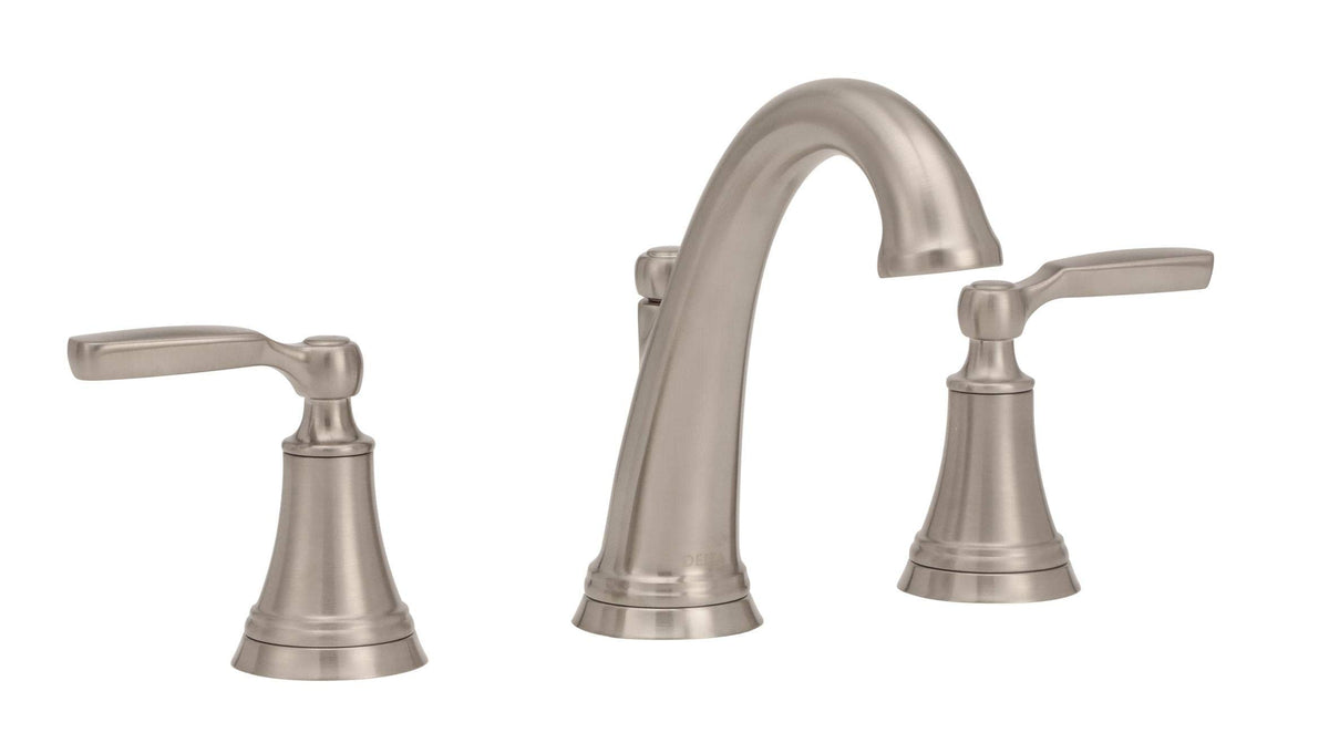Delta Woodhurst metal push-pop drain in action for easy cleaning