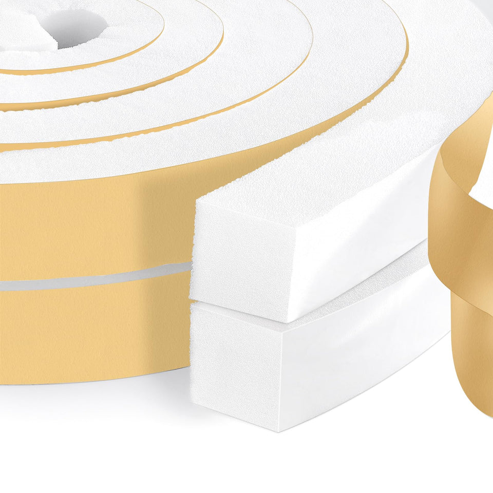 DEMEDO high-density foam tape window seal showing insulation and energy efficiency potential.