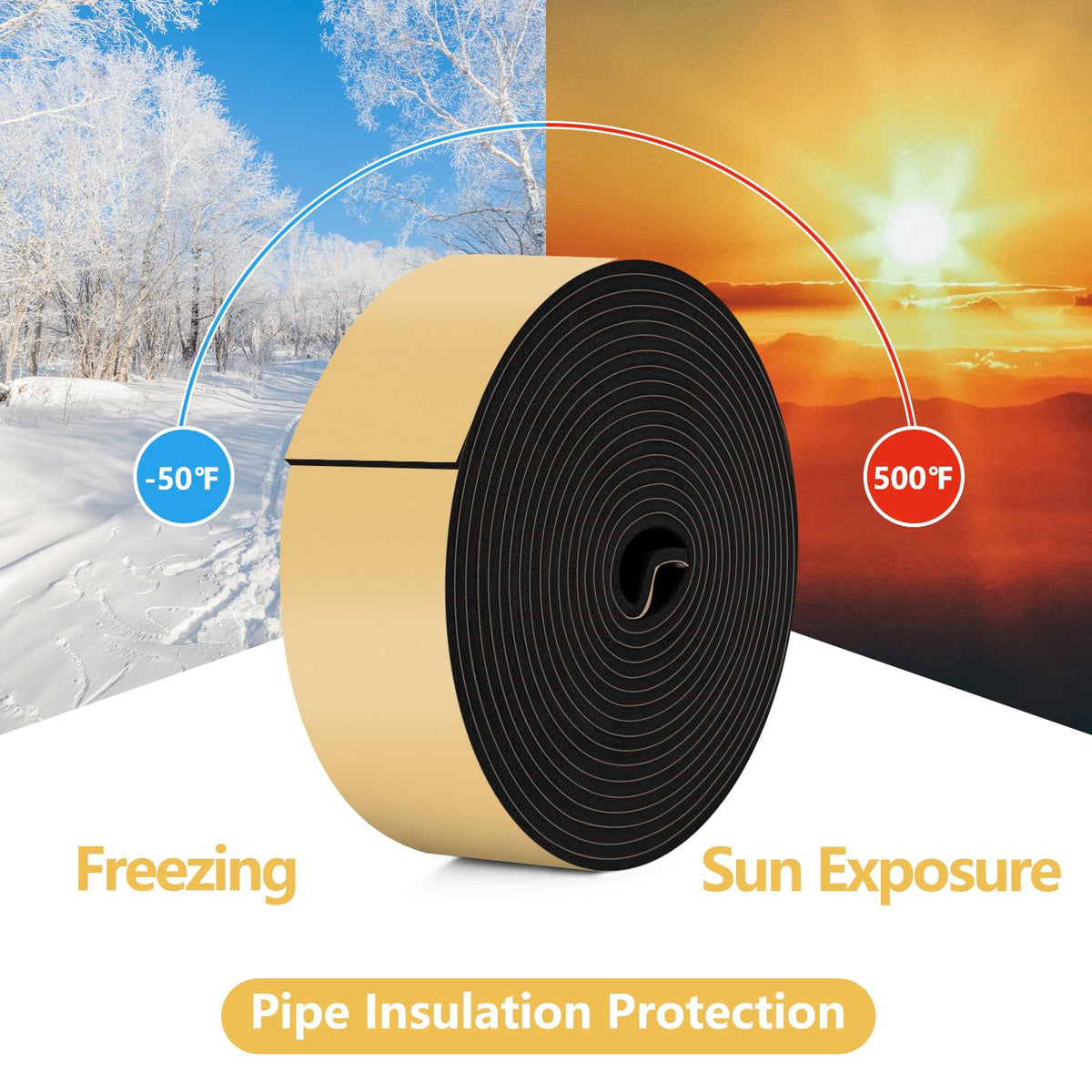 DEMEDO weather-resistant insulation tape guards pipes from sun and cold