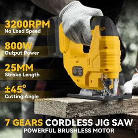 DEMIMA cordless jig-saw with 7-speed dial for precise material cuts
