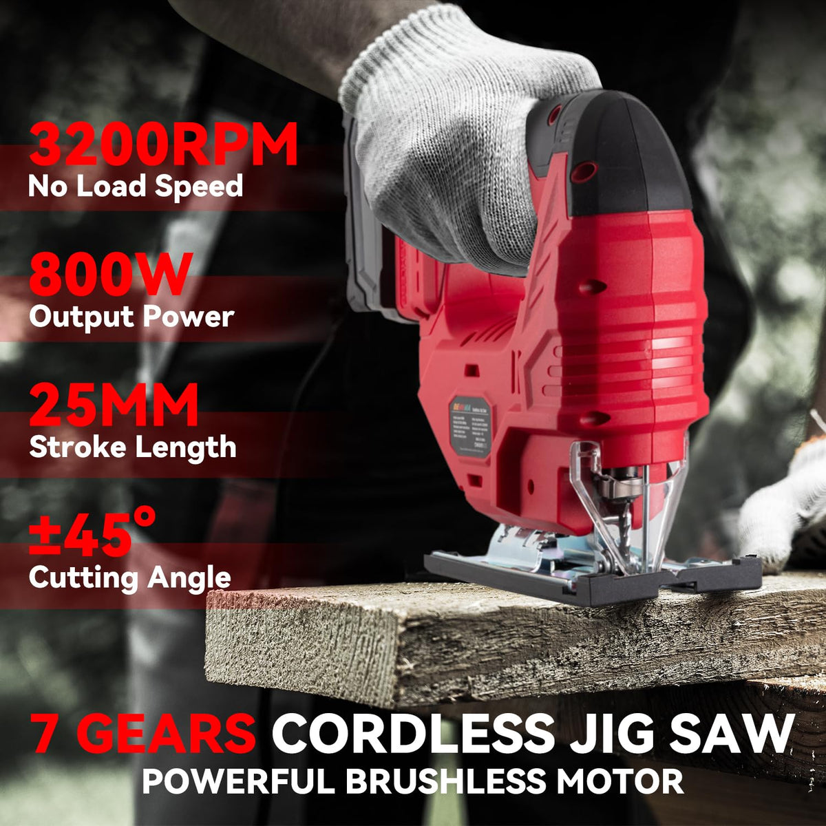 DEMIMA jig saw with seven speed controls up to 3200 RPM for precise cutting