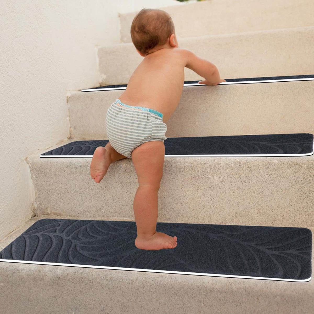 Demiwise 15-pack stair treads in dark gray for consistent design