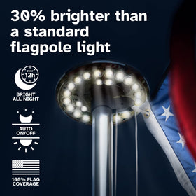 Deneve Deluxe Solar Flagpole Lamp in use provides bright 26-LED coverage for visibility.
