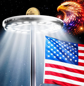 Deneve deluxe solar flagpole lamp on flagpole, easy installation for outdoor flag lighting