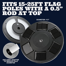 Deneve flag light topper with 9.5-inch coverage for greater glow.