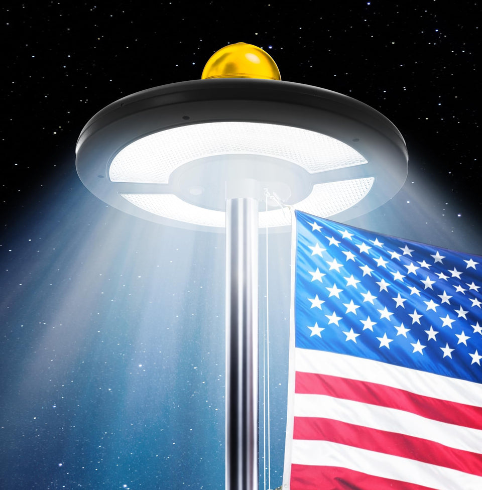 Deneve Ultra-Bright flag light with 128 LEDs for bright nighttime visibility.