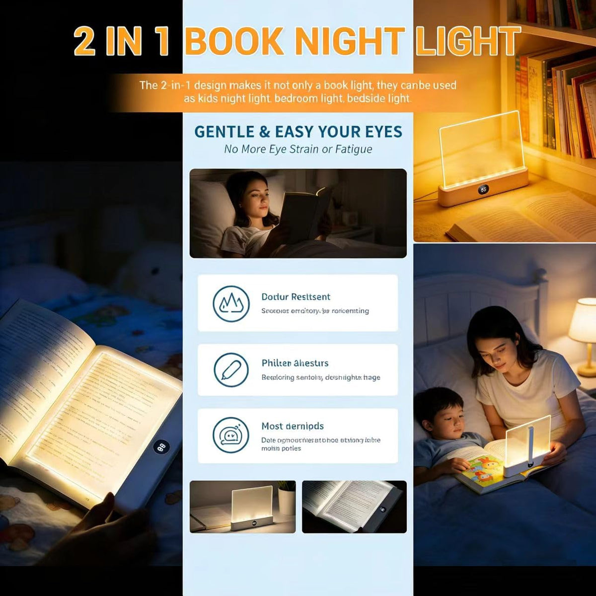 DENEZE pink smart LED reading light compact and portable for bed or travel.