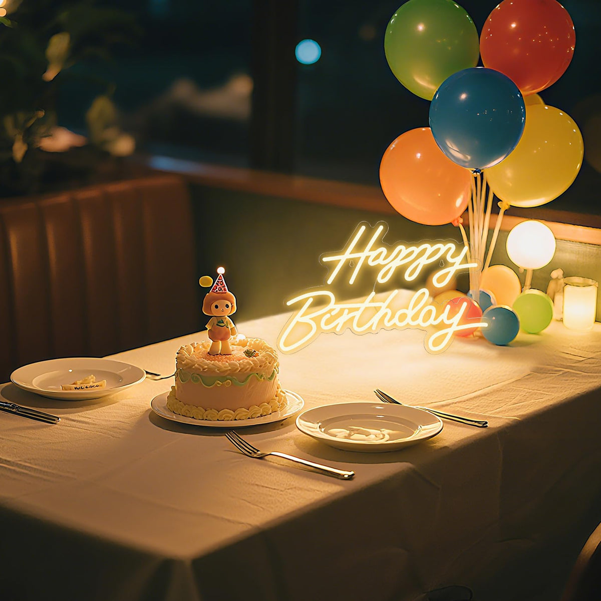 Dengduoduo neon sign offers dimmable brightness for day or night celebrations.