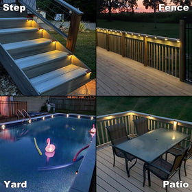 DenicMic solar deck light on railing enhances safety and curb appeal after dark