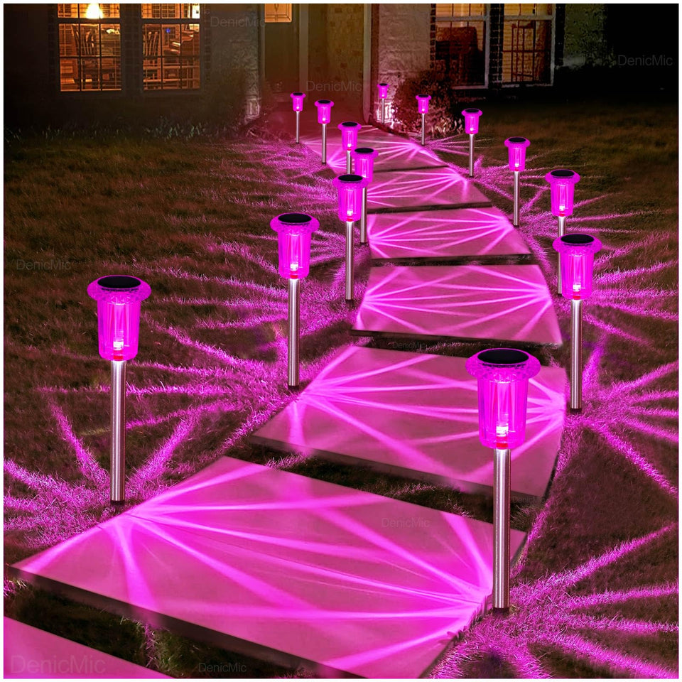 DenicMic pink LED stake light for garden path illumination