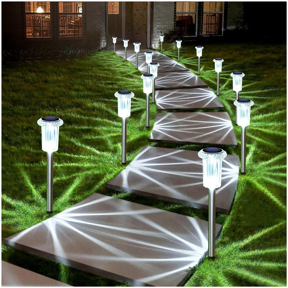 DenicMic solar lights outdoor 10-pack brighten walkways with cool white illumination.
