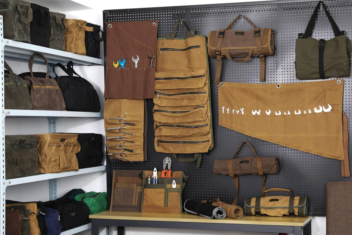 Denifiter tool bag in use shows versatile storage for various gear.
