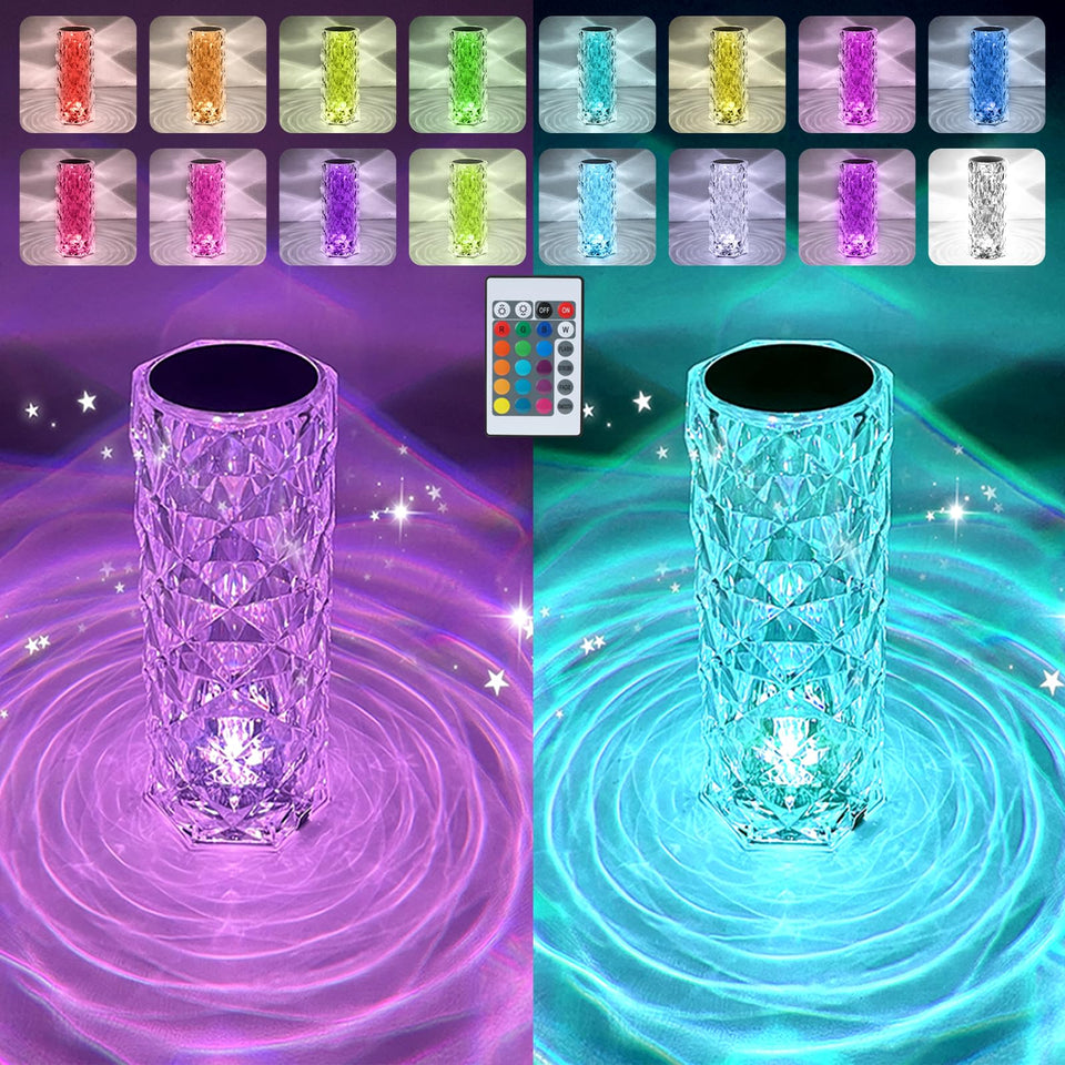 Deogos 2-pack crystal rose table lamp with ambient color options