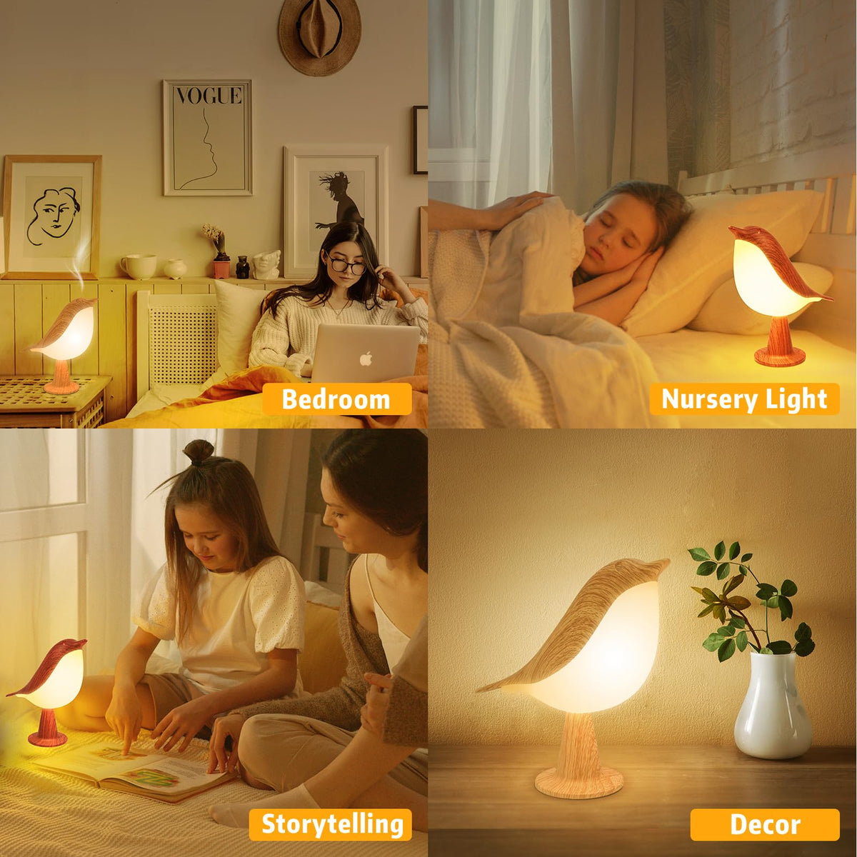 Gift-ready Deogos bird lamp duo for kids and adults