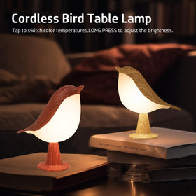 Deogos bird lamp red color adds playful nightstand accent
