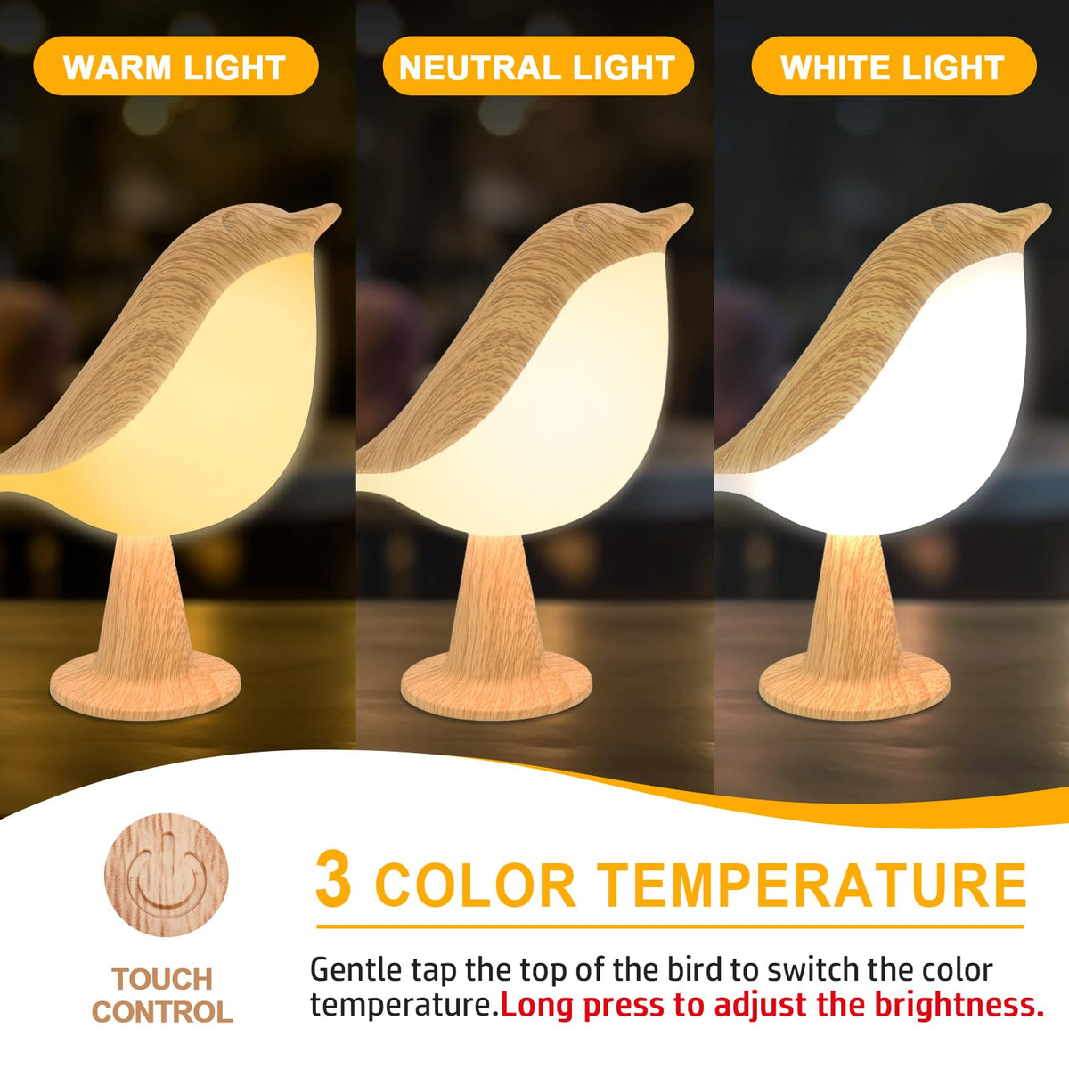 Deogos bird lamp tail port charging setup for cordless use