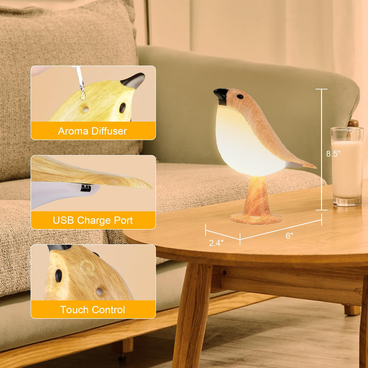 Deogos compact design fits small spaces like nightstands and desks.