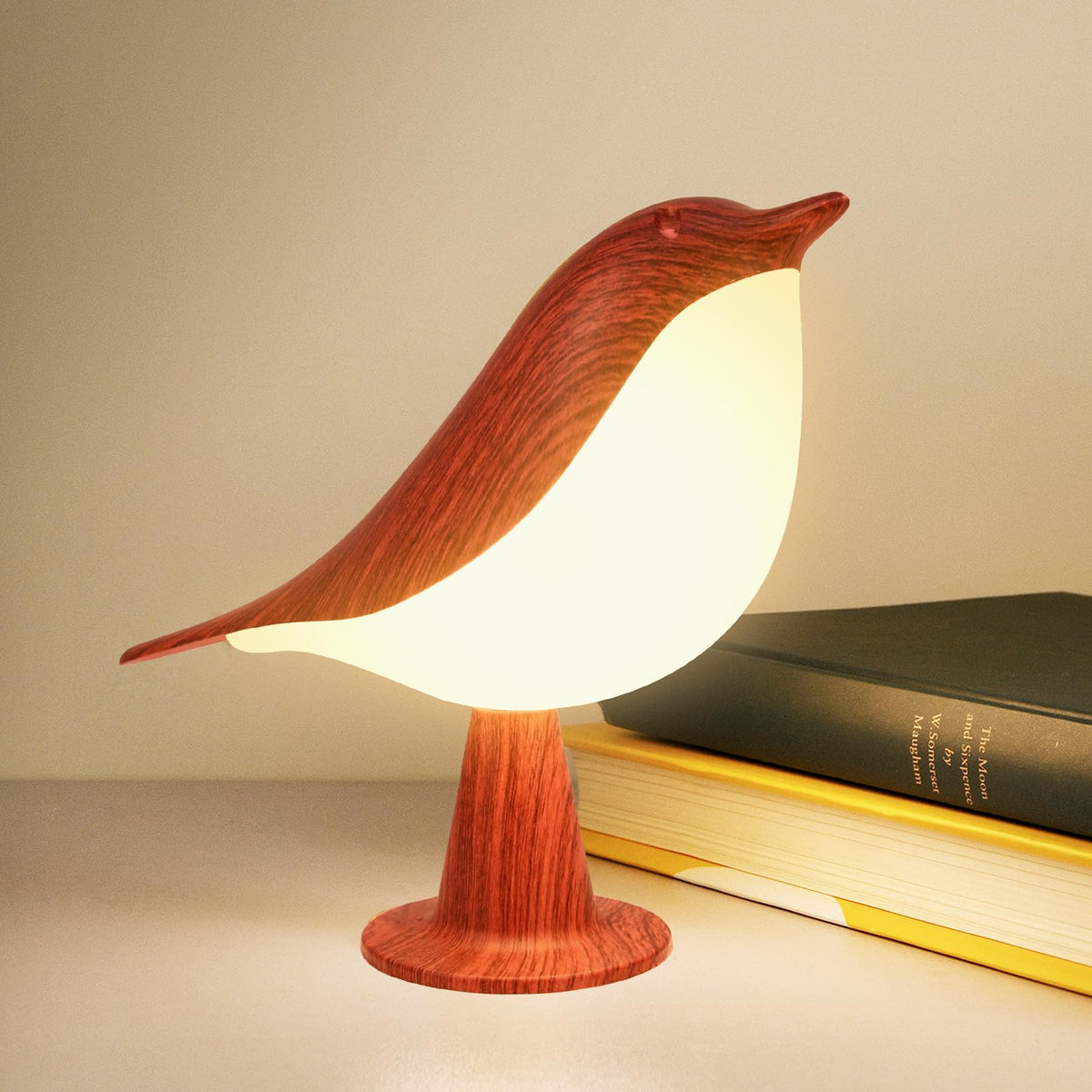 Deogos small desk lamp bird bedside light provides cozy illumination for late-night reading