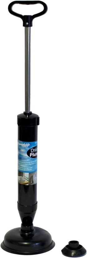 Dependable Industries Essentials interchangeable heads for dual drain sizing and easy maintenance.
