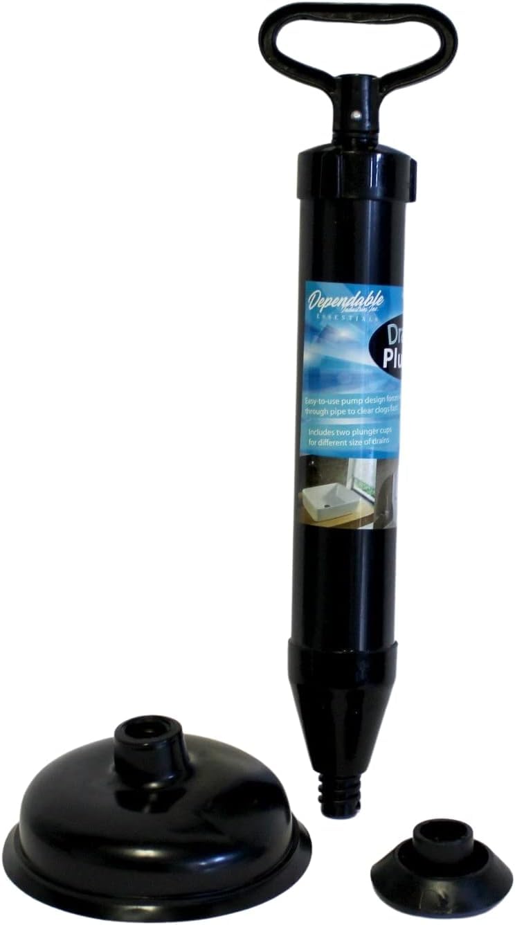 Dependable Industries Essentials multi-drain plunger for sinks and baths with versatile drains.