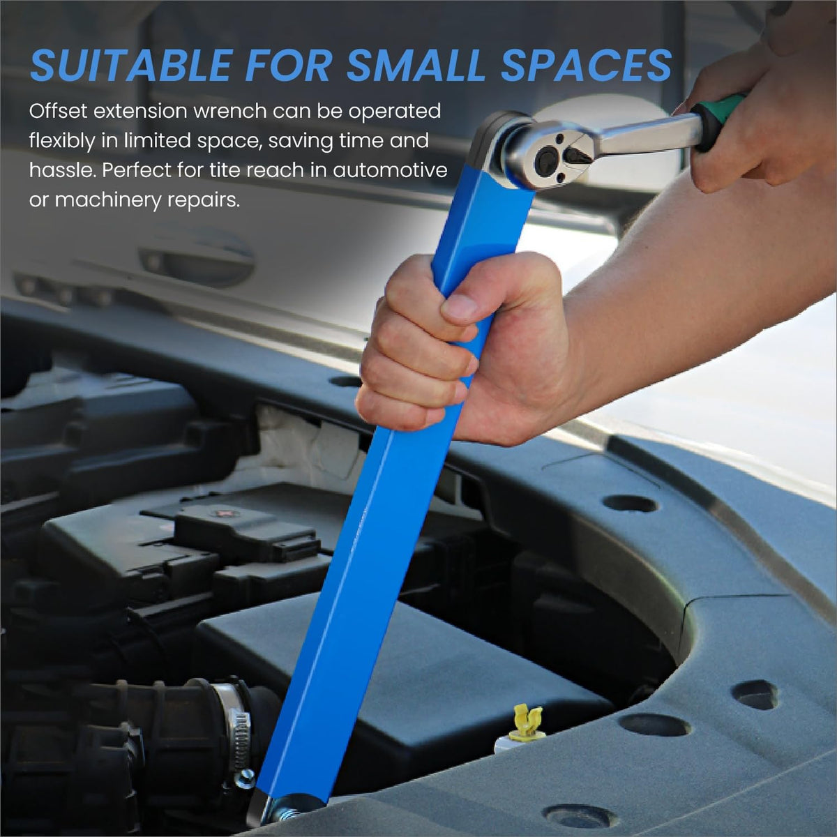 Includes 1/2, 1/4, 3/8 drive adapters and a 1/4 socket for versatile setups.
