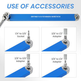 15.4 inch universal extension fits multiple ratchets in tight workshops.