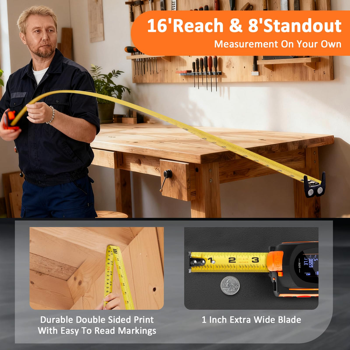 DepthX multi-mode laser distance meter supports area and volume planning.