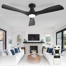 Depuley 52-inch ceiling fan with light in black finish for spacious bedrooms