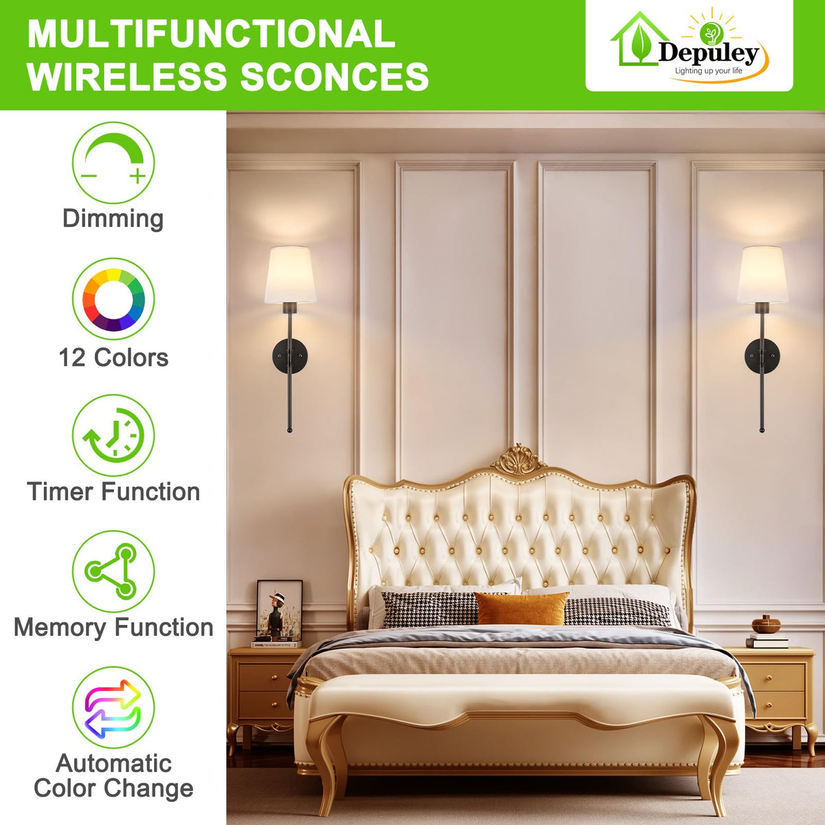 Depuley battery wall sconce color temperature demonstrates warm to cool ambient options