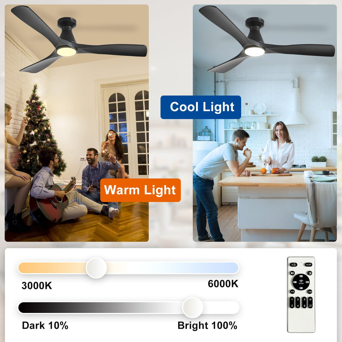 Depuley black three-blade fan designed for indoor outdoor spaces
