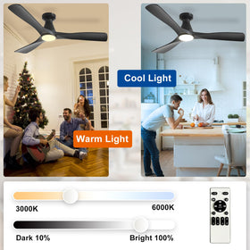 Depuley black three-blade fan designed for indoor outdoor spaces