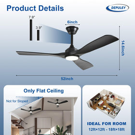 Depuley black 3-blade fan with remote enables easy adjustments