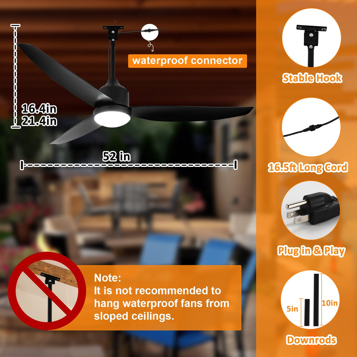 Depuley black metal rod and joint cover add rust-resistant, stylish detail.