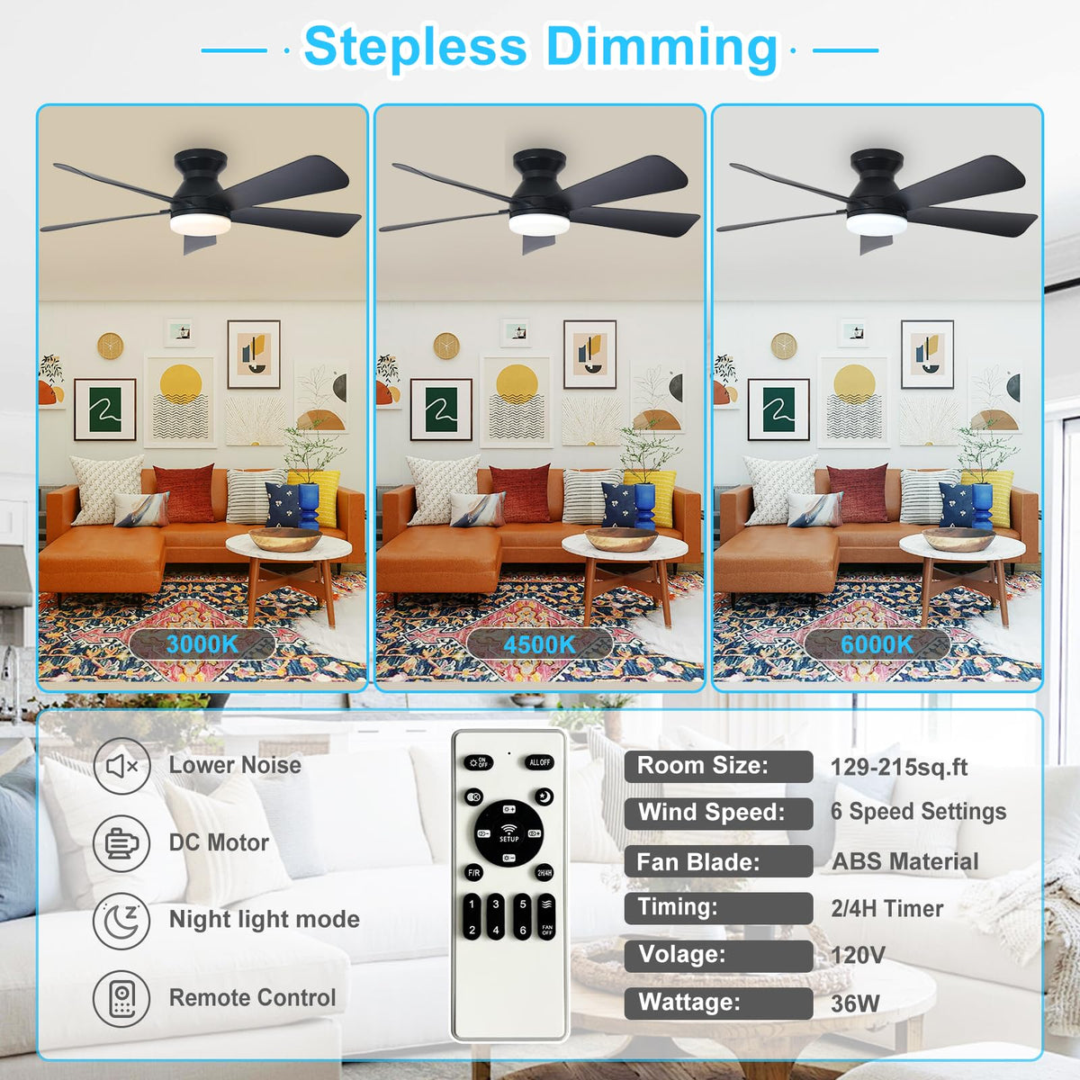 Depuley dimmable LED light with 3000K-6000K temps for versatile ambiance.