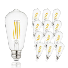 Depuley ST58 clear-glass LED filament bulb for vintage ambiance and efficiency.