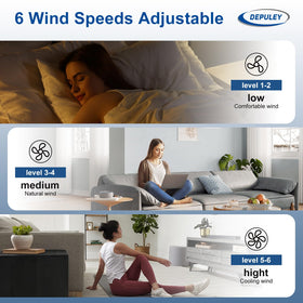 Depuley indoor-outdoor ceiling fan with easy installation for versatile rooms.