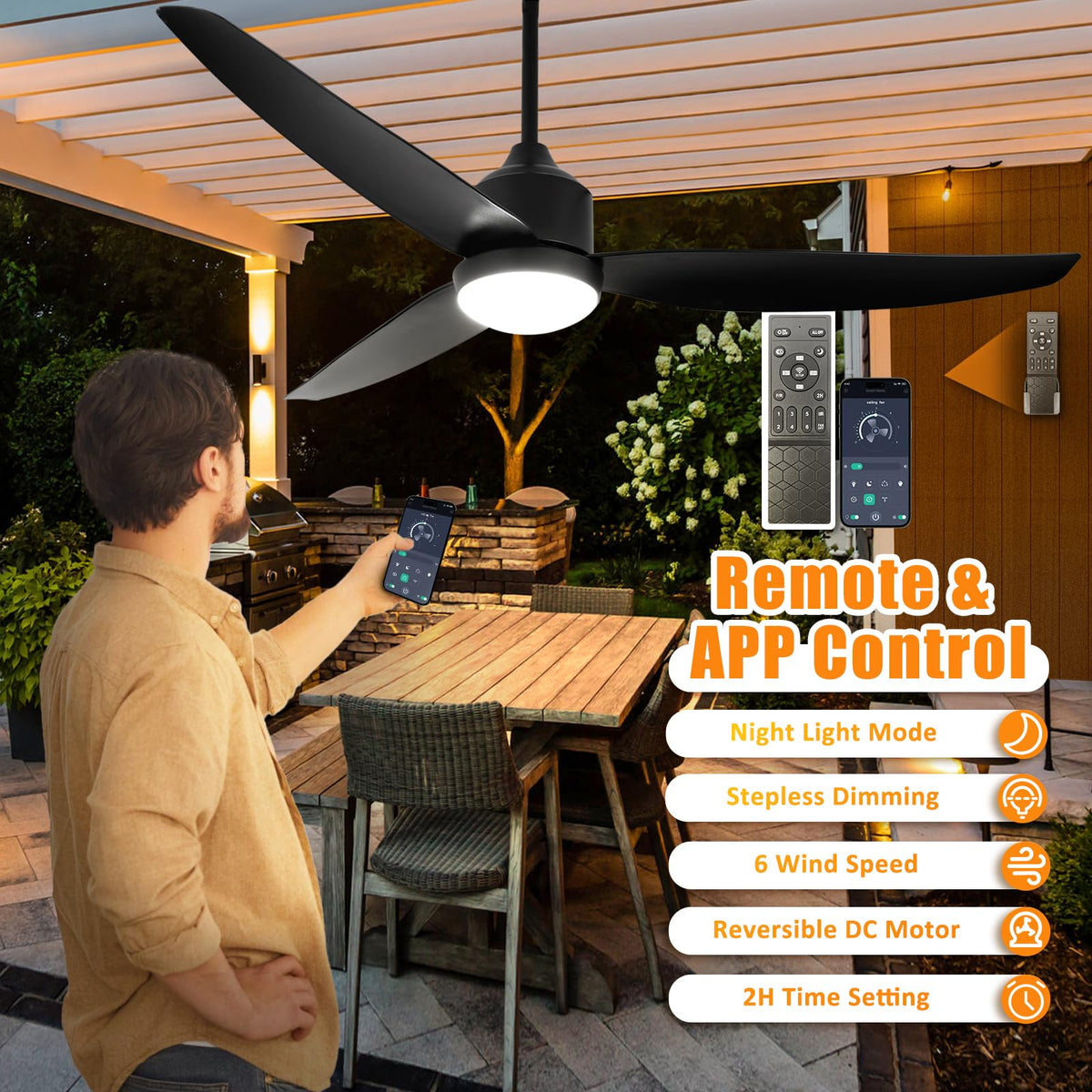 Depuley ip44 waterproof ceiling fan demonstrates reliable operation in humid patio spaces.