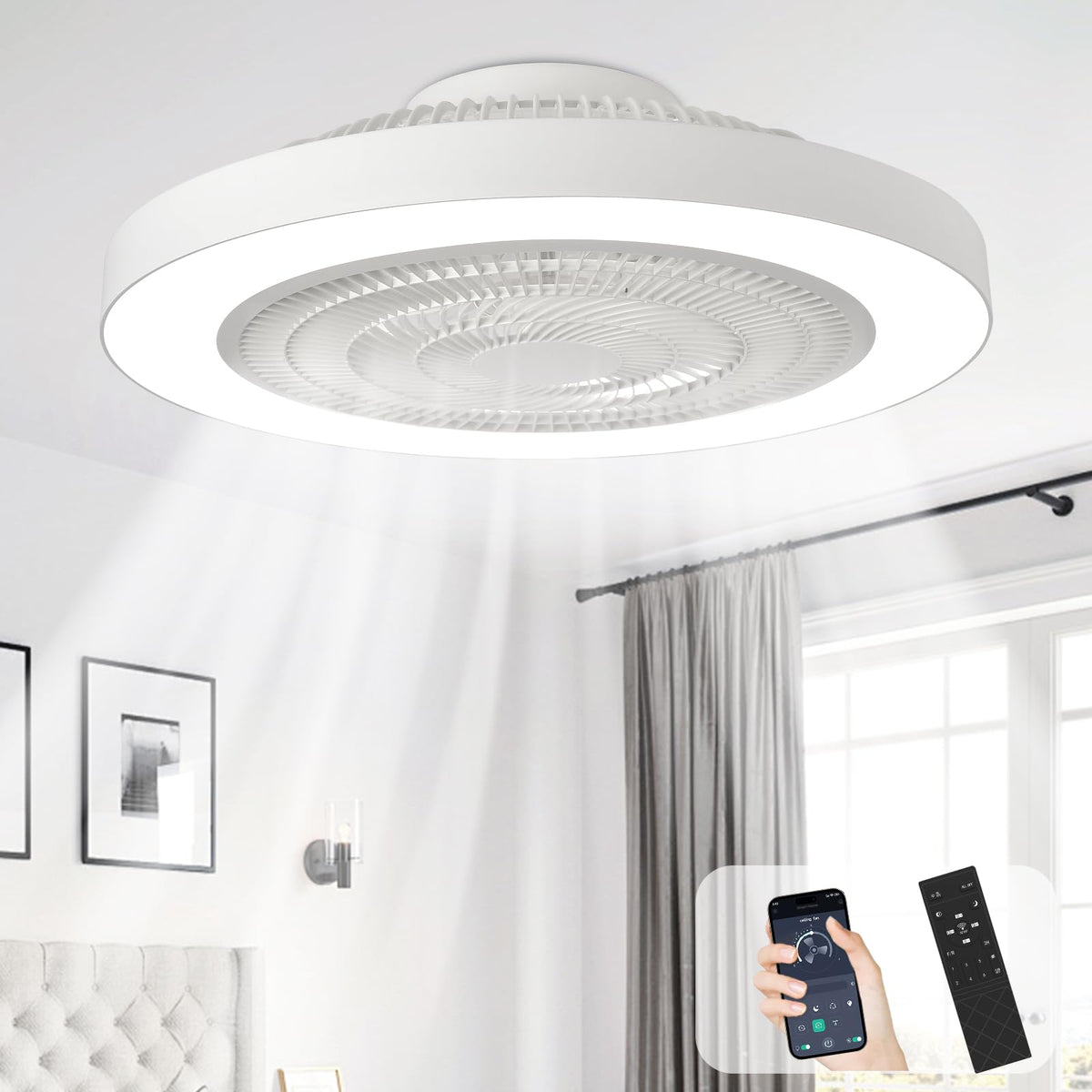 Depuley modern ceiling fan with light provides quiet cooling for bedrooms.