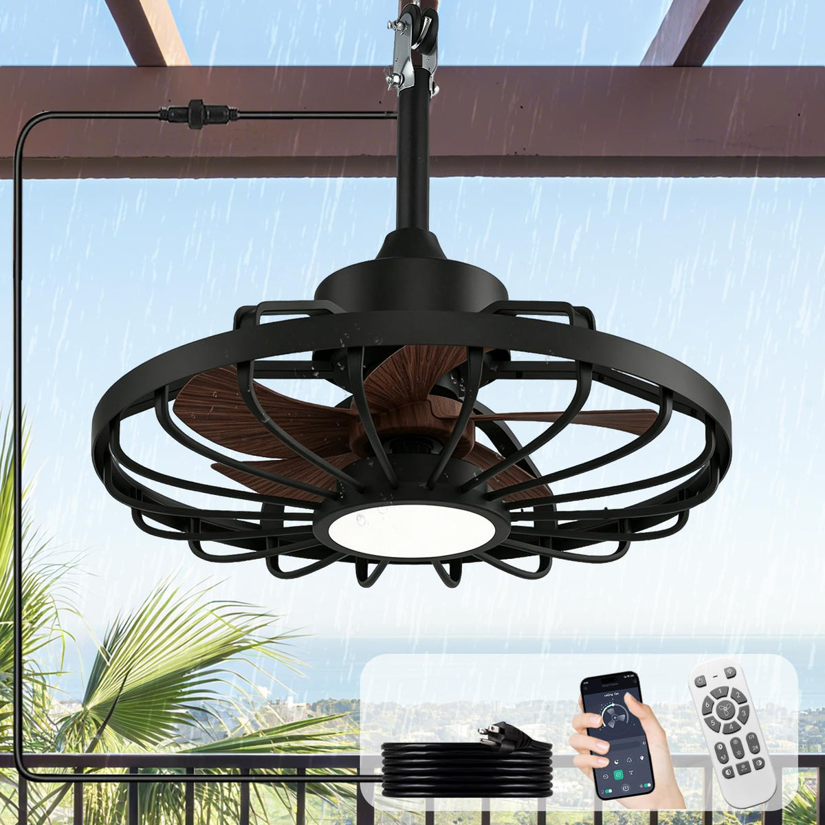 Depuley outdoor ceiling fan light with remote control for patio cooling