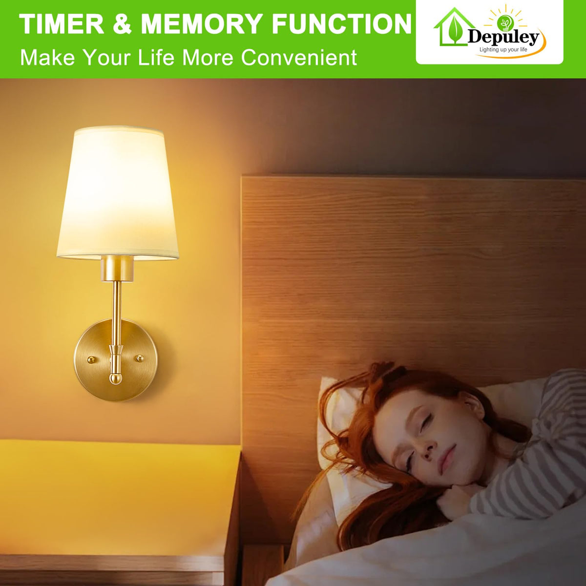 Depuley wall sconce dimmable warm to cool tones with adjustable brightness