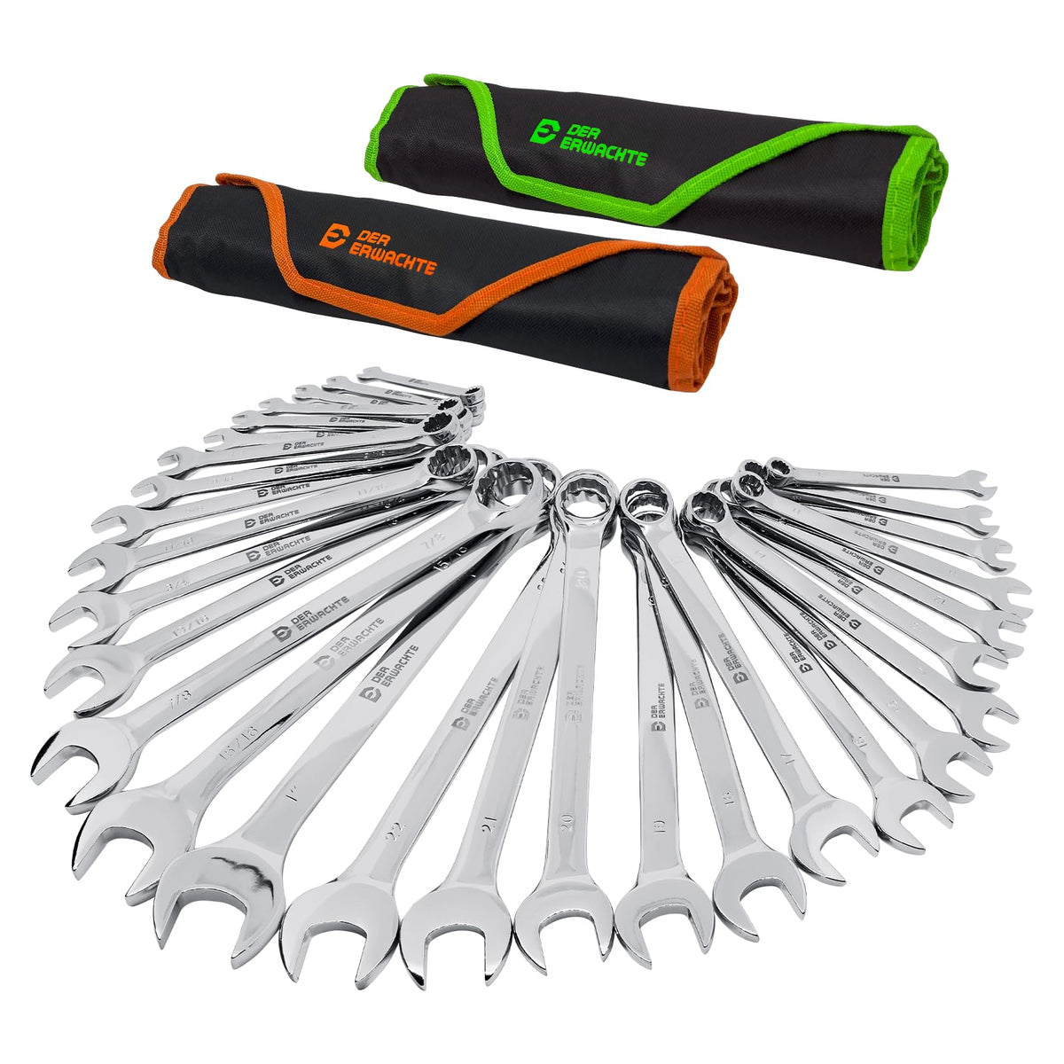 Der Erwachte wrench set in roll-up case with organized pockets for easy transport
