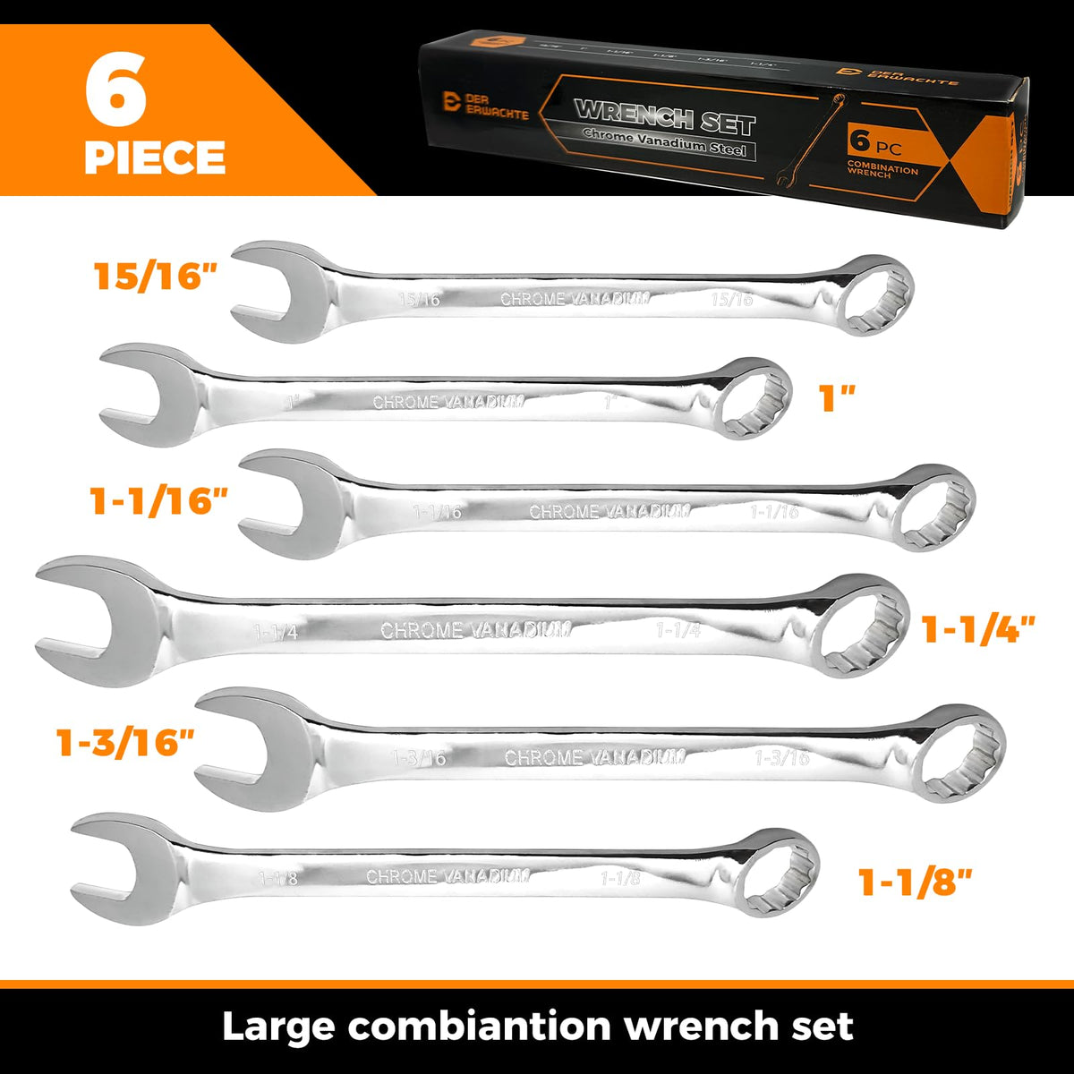 Der Erwachte 15-16 inch wrench in chrome vanadium for heavy-duty fasteners.