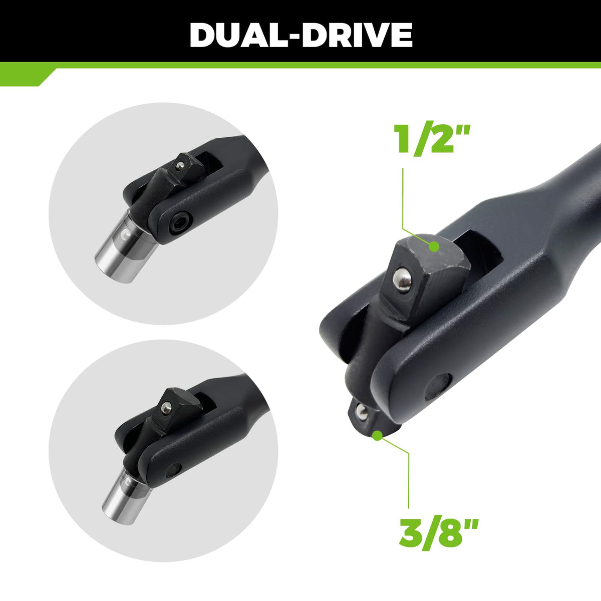 Der Erwachte spring-loaded detent ball keeps sockets secure during heavy-duty use