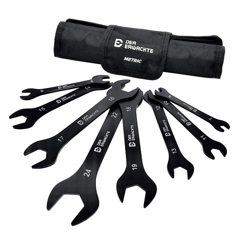 Der Erwachte super-thin open-end wrench set shows 6–24 mm range for versatile access