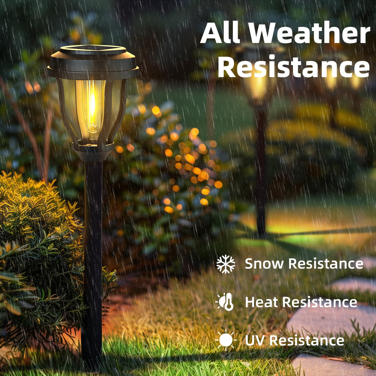 DERAYSION stake in ground solar lights easy install for quick garden path enhancement.