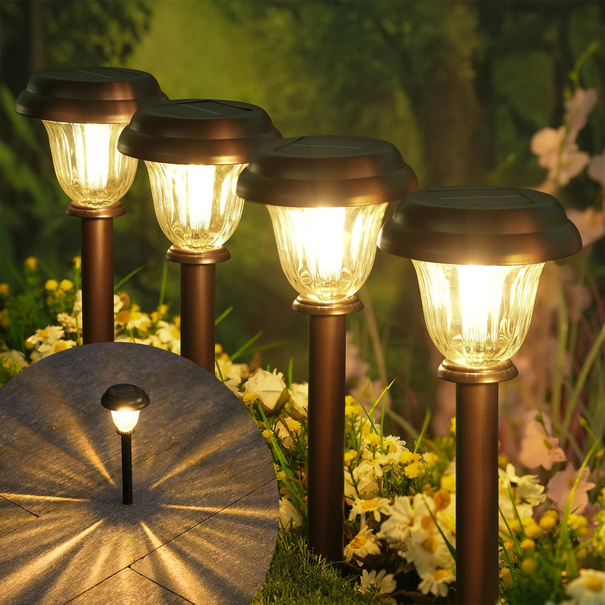 DERAYSION solar pathway light in stainless steel for premium curb appeal