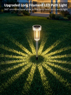 DERAYSION solar pathway lights activate at dusk for seamless outdoor visibility.