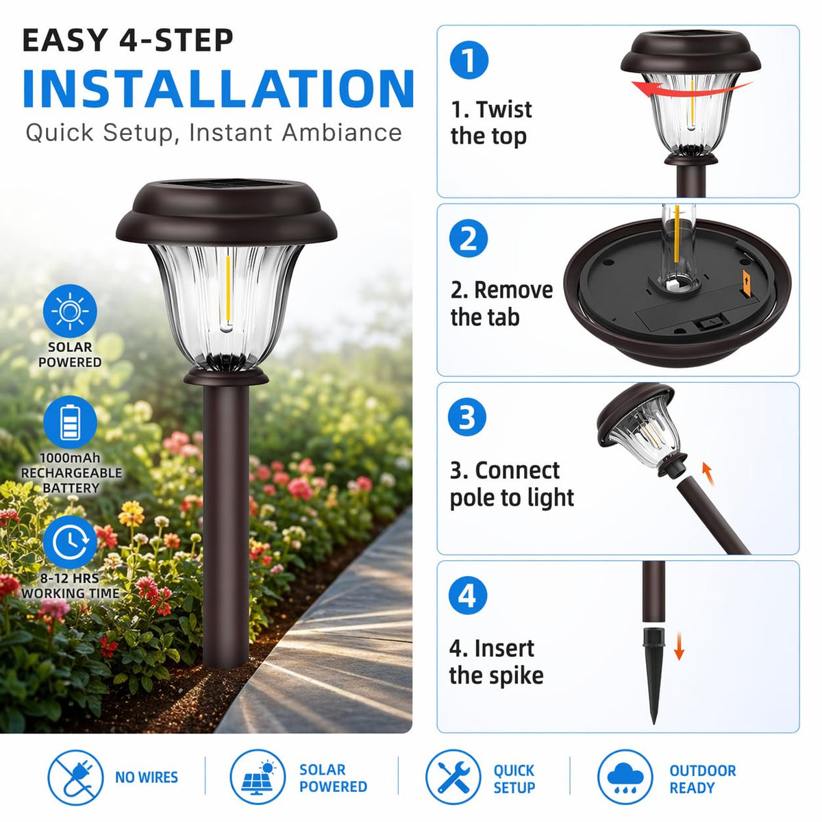 DERAYSION warm-white garden light enhances walkway ambiance
